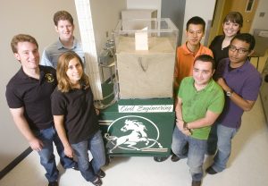 Liquification Tank team-Robert McLean, Matt Stocking, Mary Real, Visal Te, Gegam Burnazyan, Krista Van Eyck and Christopher Sandoval and their  liquification tank at Cal Poly Pomona June 8, 2007.
